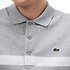Image of Lacoste SILVER/WHITE MEN'S SLIM FIT TRIPLE STRIPE POLO
